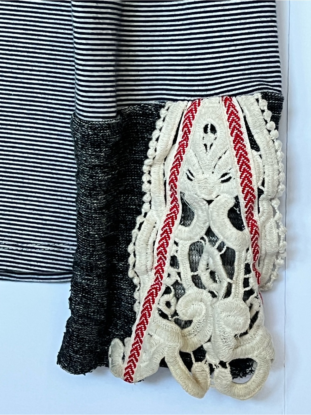 Hem & Thread Boho Striped Lace Up Top Crochet Statement Cuff - Picture 3 of 12